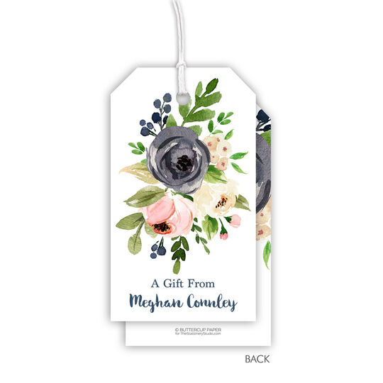 Gray and Pink Roses Hanging Gift Tags